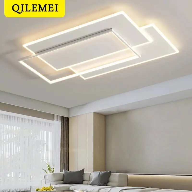 Simples Moderno LED Branco Lustre Luzes Sala de Jantar Cozinha Quarto Hall Lâmpadas Teto Lustres Iluminação Interior