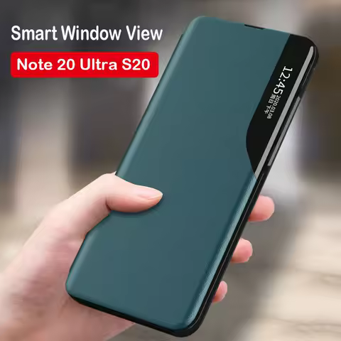 Smart Clear View Flip Case For Samsung Galaxy S22 Ultra S24 S23 S21 Plus Note 20 S20 FE A53 S25 A16 5G A12 Stand Leather Cover