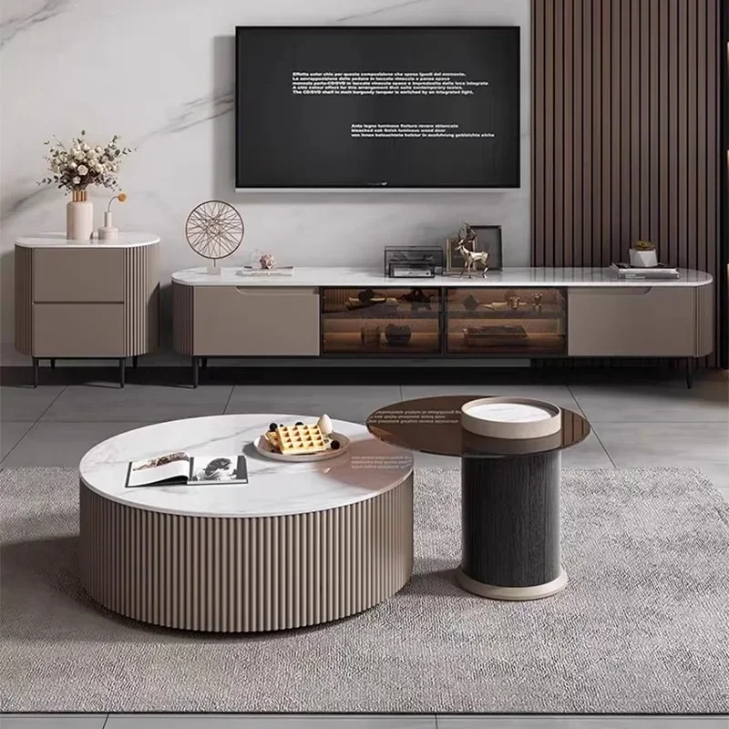 

Glamour Nordic Coffee Table Round European Minimalist Vintage Coffee Table Hidden Storage Luxury Style Coffee Table Furniture