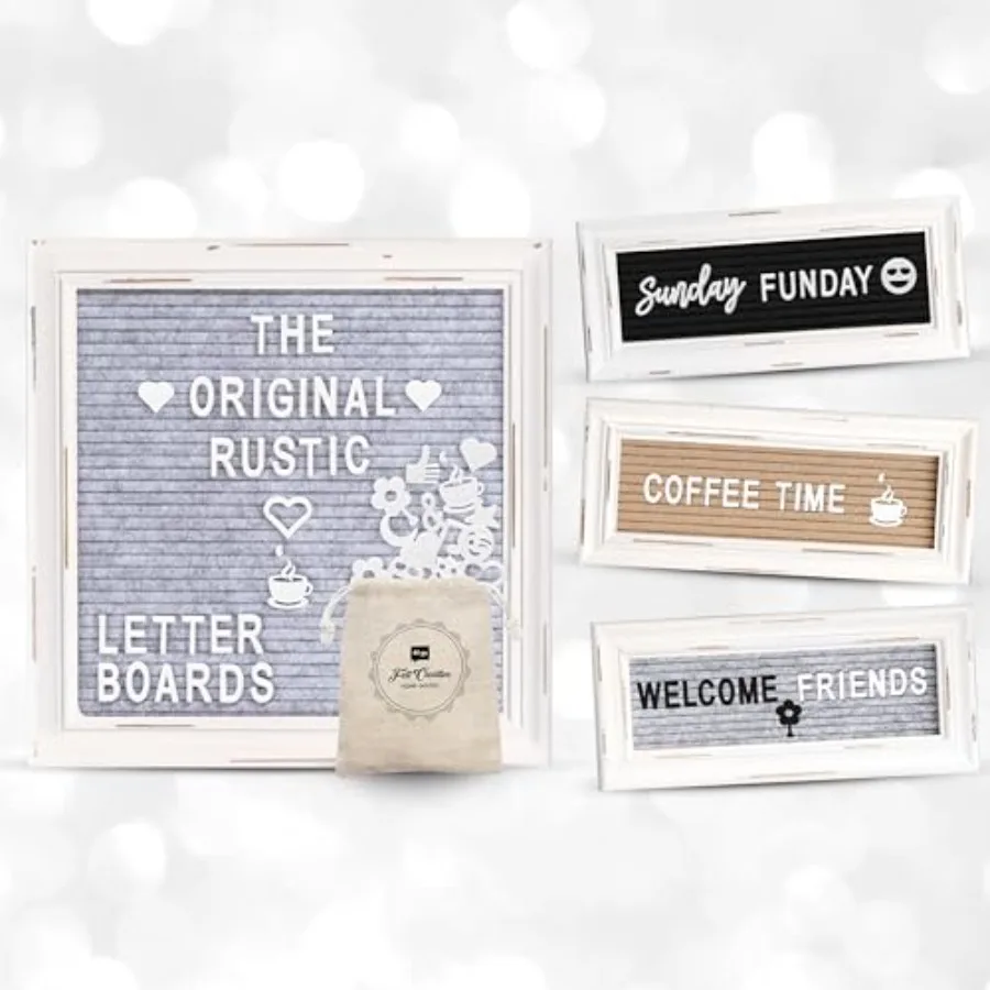 

Набор фетровых досок для букв Letterboards + Mini Letterboards - Серая фетровая доска для букв 10x10 с подставкой и 3 мини-доски для букв 4x10 в стиле Farmhouse