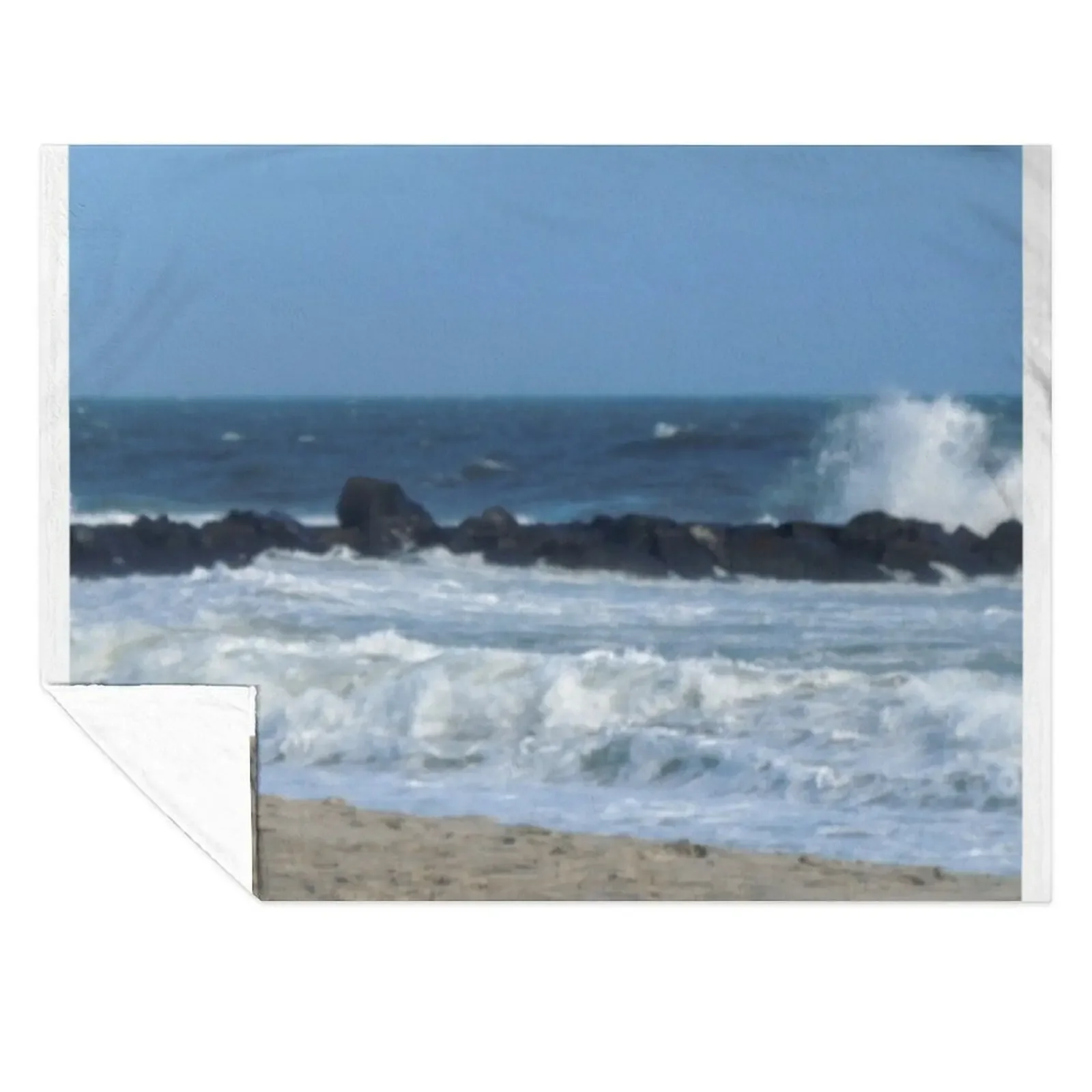 

Ocean Beach Rocks Photography Cape May, New Jersey photo Throw Blanket Winter beds Flannel Camping Decorative Beds Blankets