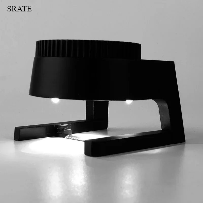 15x Zinc Alloy Magnifying Glass with LED Lights Scale Measuring Folding Fabric Textile Printing Magnifier Helping Hands Loupe