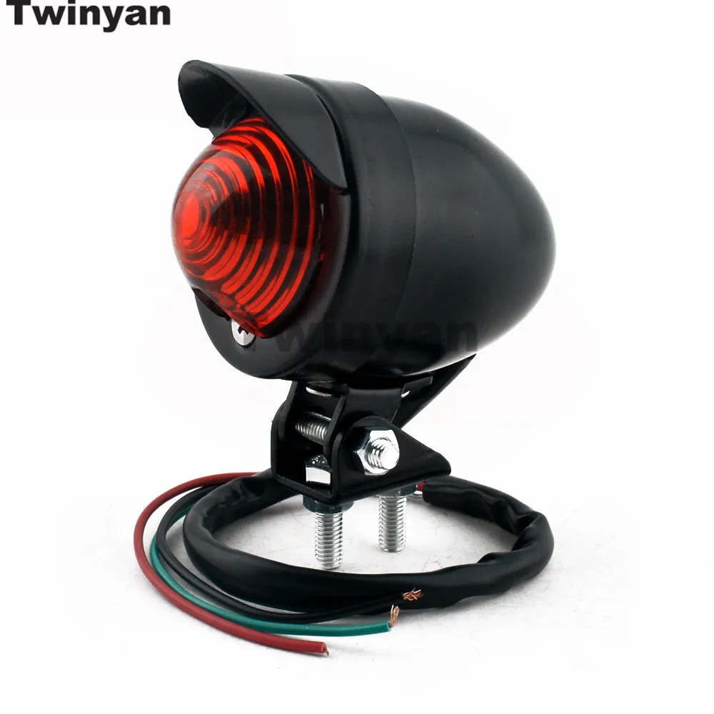 Retro Modified Motorcycle Bullet Light Motorbike Visor Rear Tail Light Brake Taillight Stop Light Lamp For Bobber Cafe Racer