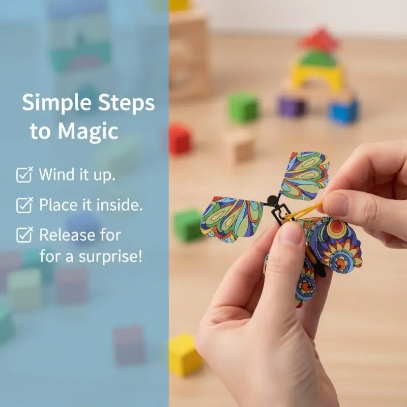 Magic Flying Butterfly Toys Vibrant Color Designs Fun Party Filler for Easter Basket Stuffers Kids Birthday Gifts