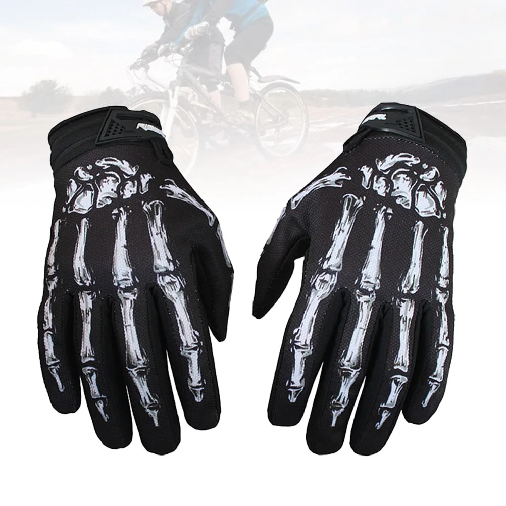 

1 Pair of Ridding Gloves Scary Skull Finger Gloves Ghost Paw Gloves Portable Gloves for Men and Women White L