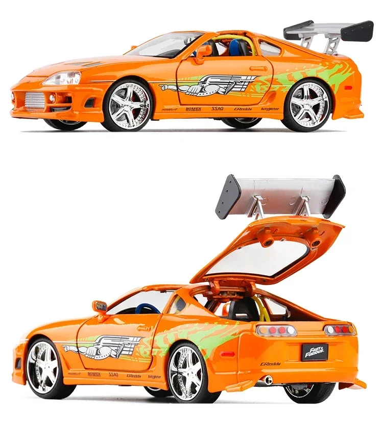 Jada 1:24 Fast and Furious Brian’s 1995 Toyota Supra High Simulation Diecast Metal Alloy Model Car Toy Gift Collection