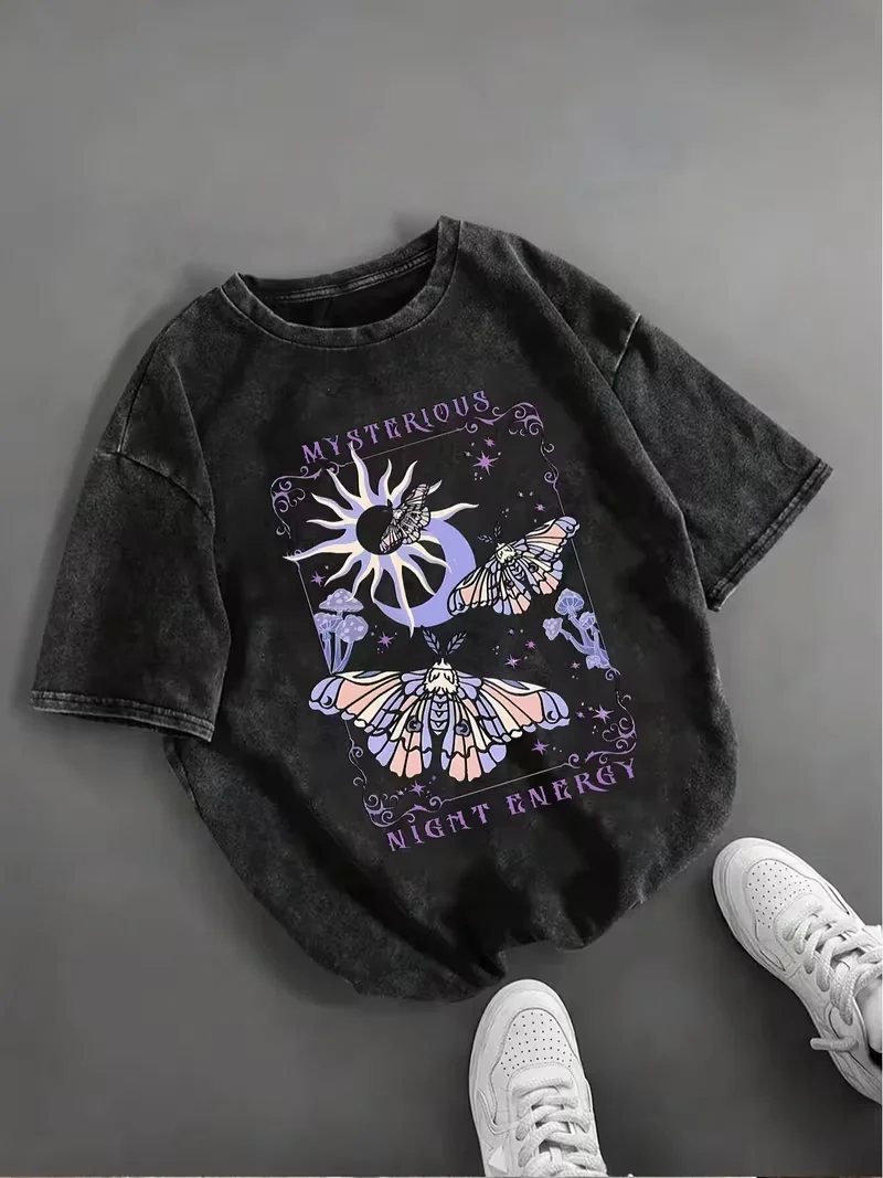 빈티지 고딕 레이븐 프린트 티셔츠 유니섹스 워싱 블랙  - Men'S Gothic Formal Wear 리뷰 및 가격