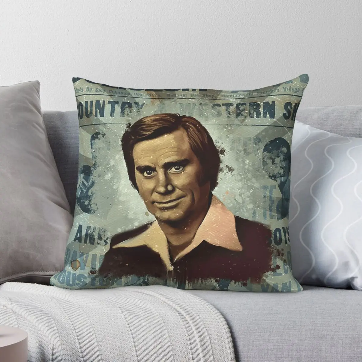 George Jones Country Singer Pillowcase Polyester Linen Velvet Printed Zip Decor Car Cushion Cover