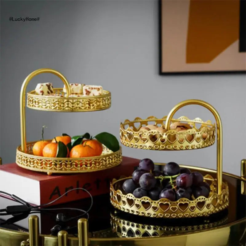 Nordic Double Layer Fruit Plate Cosmetics Storage Tray Jewelry Earring 11UA