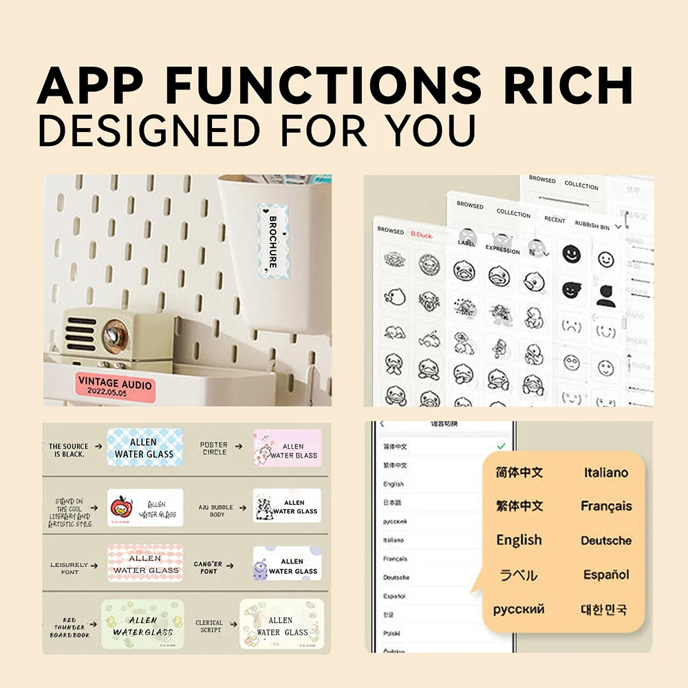 NIIMBOT B21 Kitchen Label Printer 20-50mm Wireless Thermal Label Maker with Freezer Labels Inkless Adhesive Sticker for Home