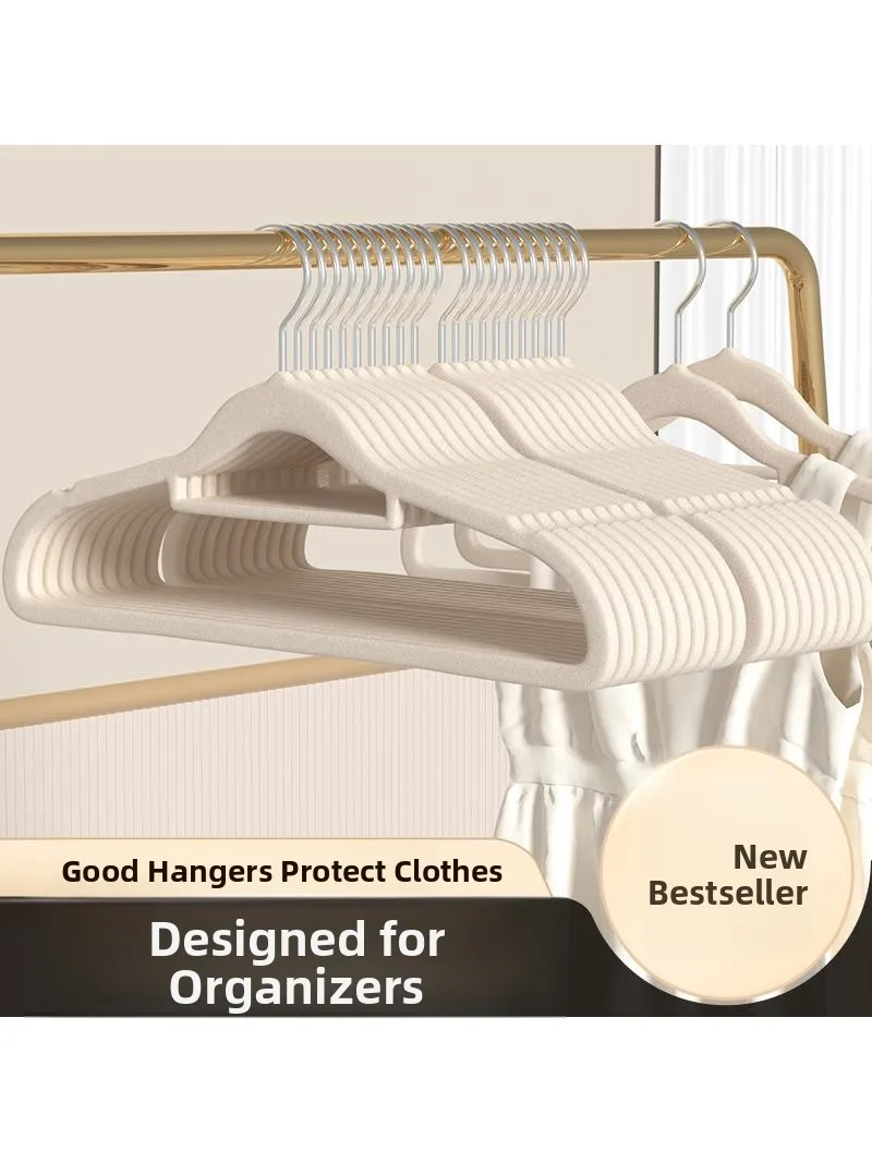 Flocking Clothes Hanger 100 Pieces Anti-Slip Shoulder Angle Clothes Drying Hanger Home Use Wardrobe Organizer Knitted Garment