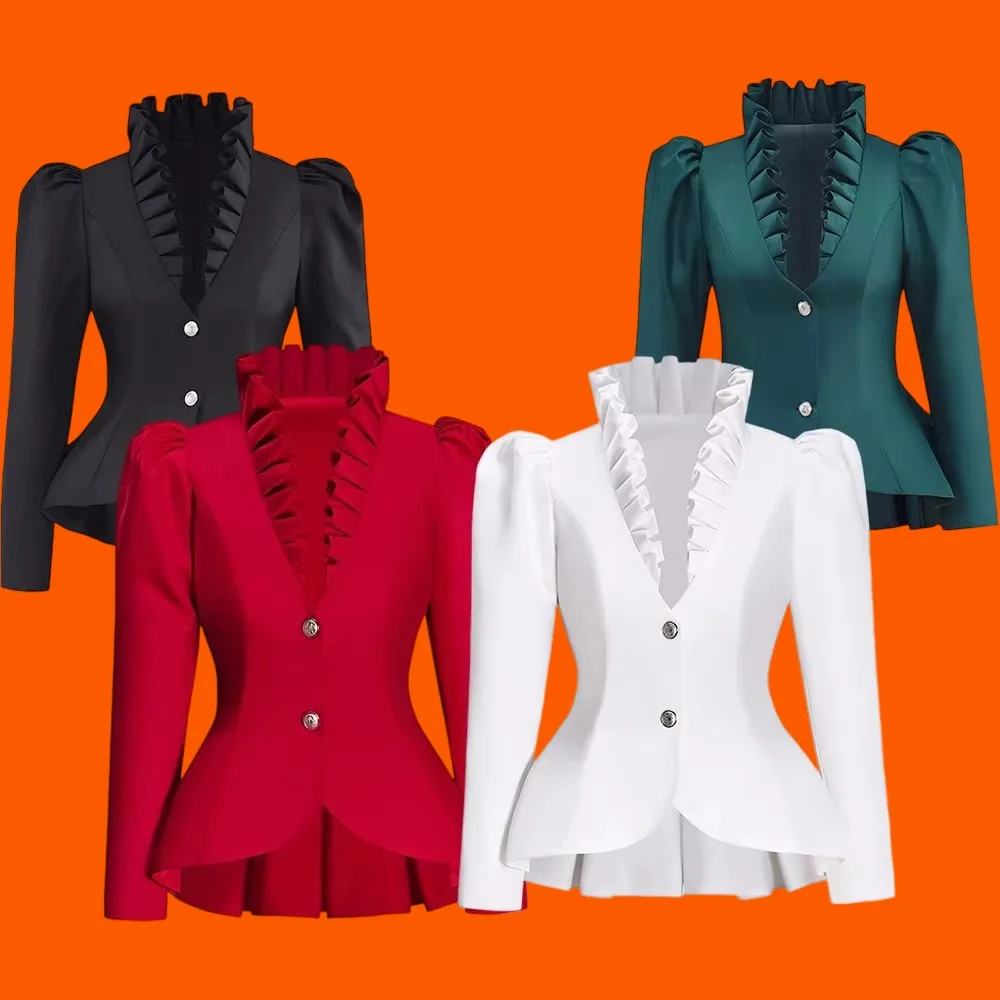 

Medieval Victorian Dovetail Uniform Women's Red/White/Black/Green Gothic Jacket Colonial Civil War Business Party Travel Tuxedo