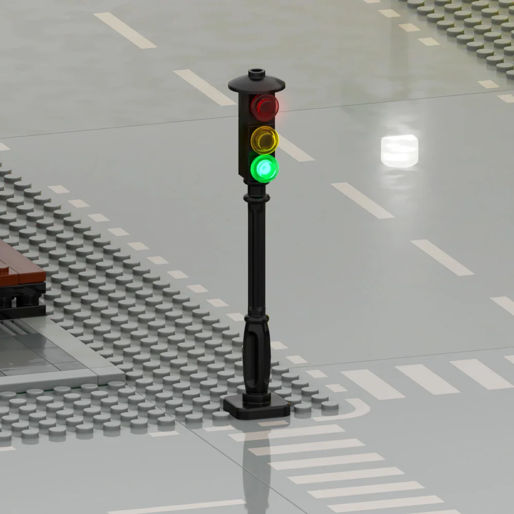 2PCS Building Block Parts Traffic Lights Moc Flashes Automatically Simulation Brick Blocks Led Combination Toys