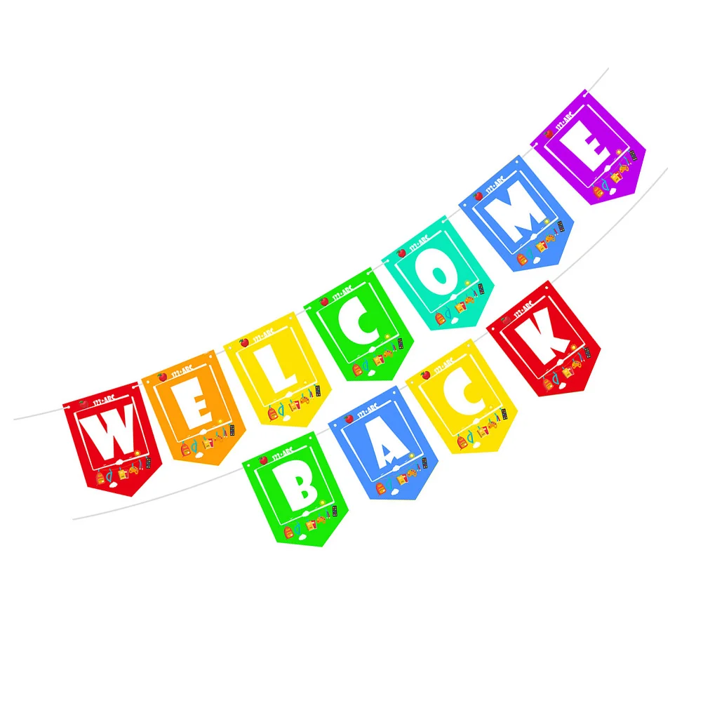 

Back to School Banner High Quality Cartoon Pattern Flags for Party Classroom Decoration Wall Hangings Photo Prop