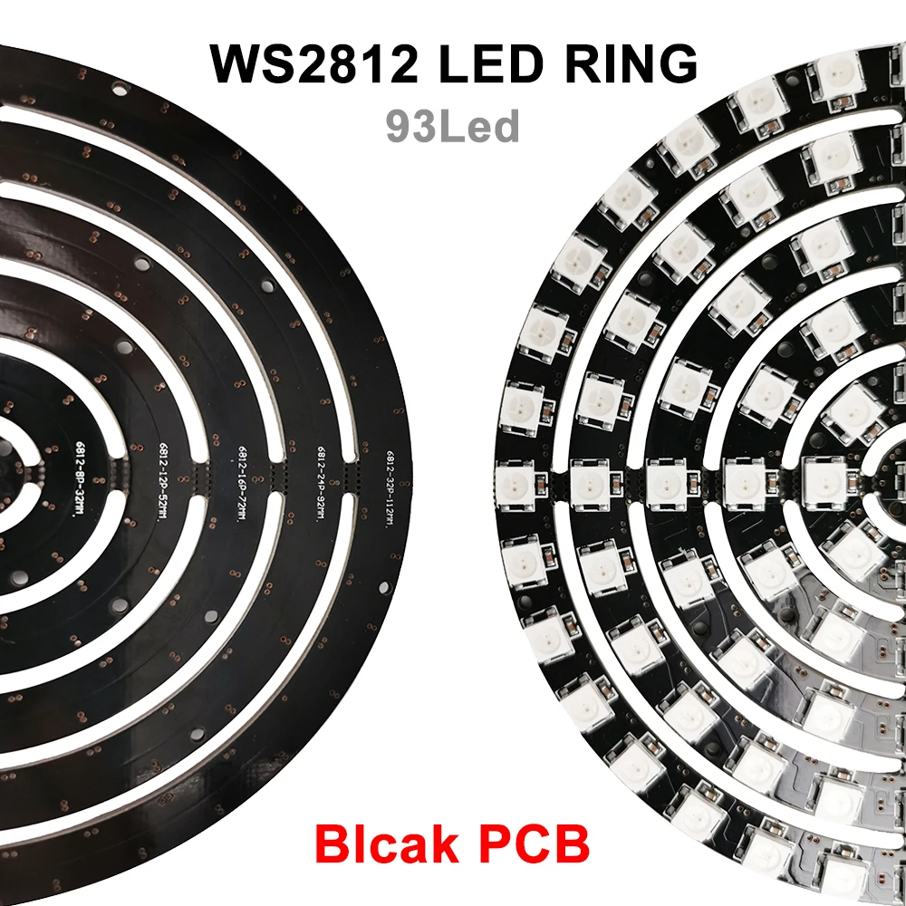 DC5V WS2812B LED Ring 3Pin Individually Addressable Round Modules 5050 RGB Built-in IC Circle Arduino 93 Pixels Black White PCB