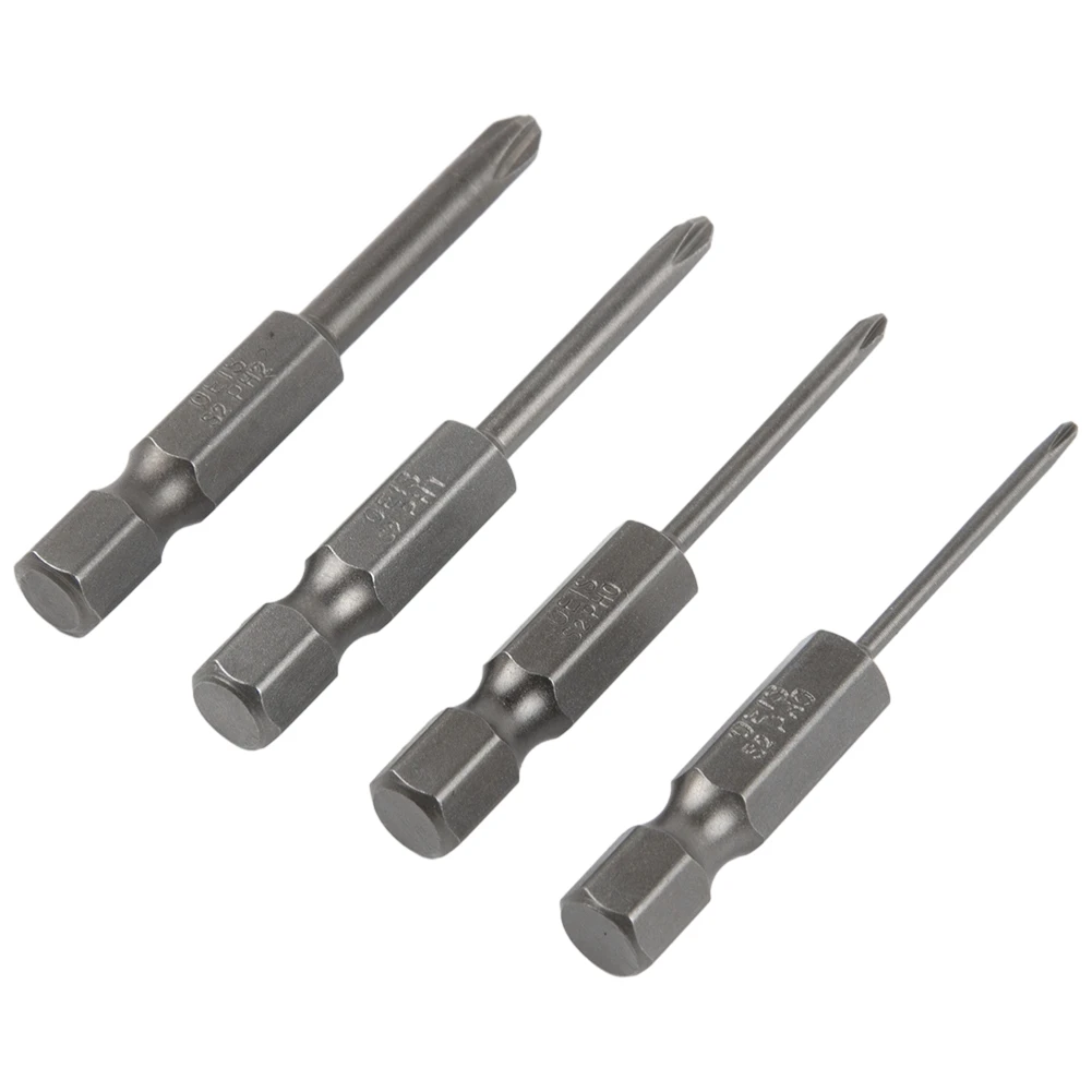 4 Pcs 50mm Cross Screwdriver Bits 6.35mm Hex Shank PH00/PH0/ PH/PH2 For Electric Screwdriver Drill Power Tool Accessories