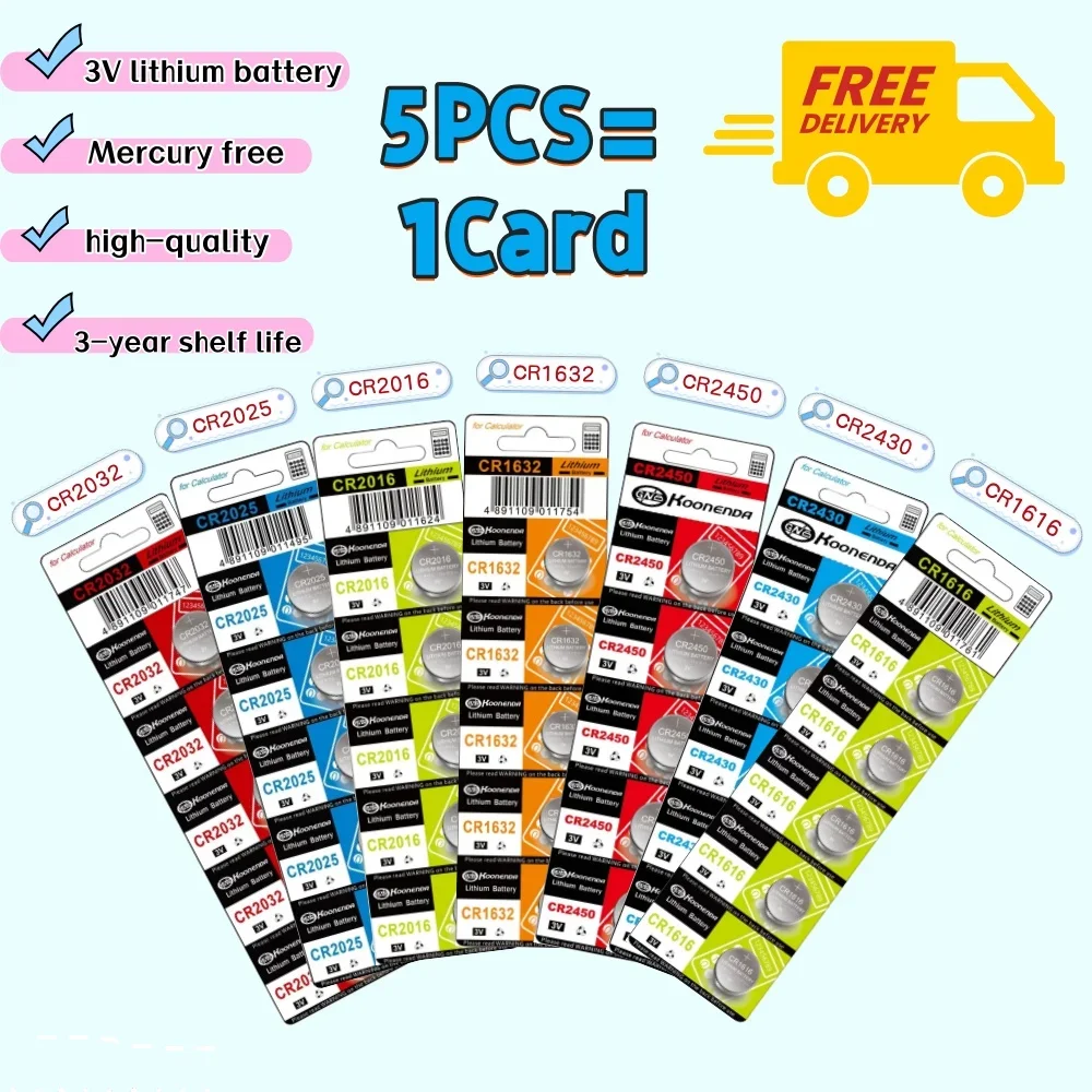 5 шт. cr2032 Pilas cr2032 3 В литиевая батареяCR2025 CR2016 батарея CR1632 CR1616 CR2450 CR2430 кнопочный автомобильный пульт дистанционного управления игрушка