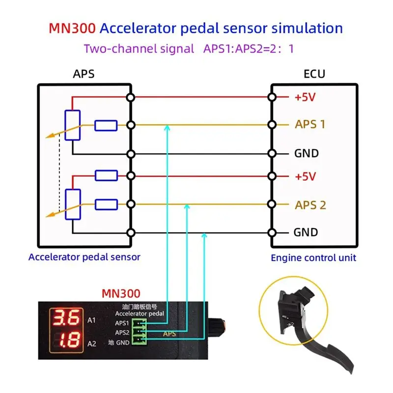 A76T-MN300 Auto Sensor Simulator Automotive Signal Tester Car Rail Oxygen Oil Pressure Flow Sensor Signal Generator