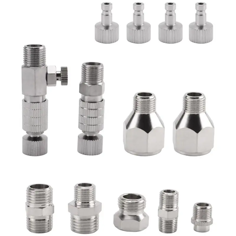 A84X-15Pcs Airbrush Adapter Set Airbrush Quick Release Coupling Disconnect Adapter Kit Fitting Connector Set Female Connector