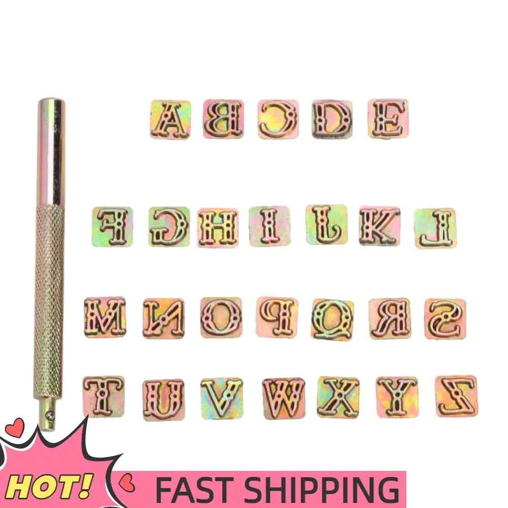 

Zinc Alloy English Letters Stamping Symbol Set 26 Stamps Leather Decor Craft
