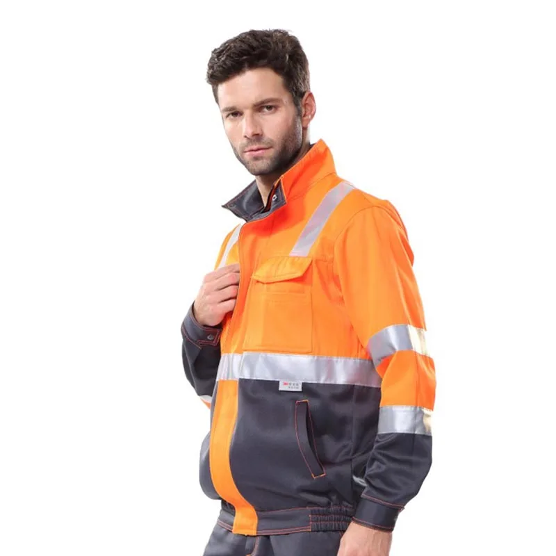 Safety Jacket Reflective for Night Work Hi Vis Jackets Men Oil-proof Two Tone Construction Safety Clothing Workwear