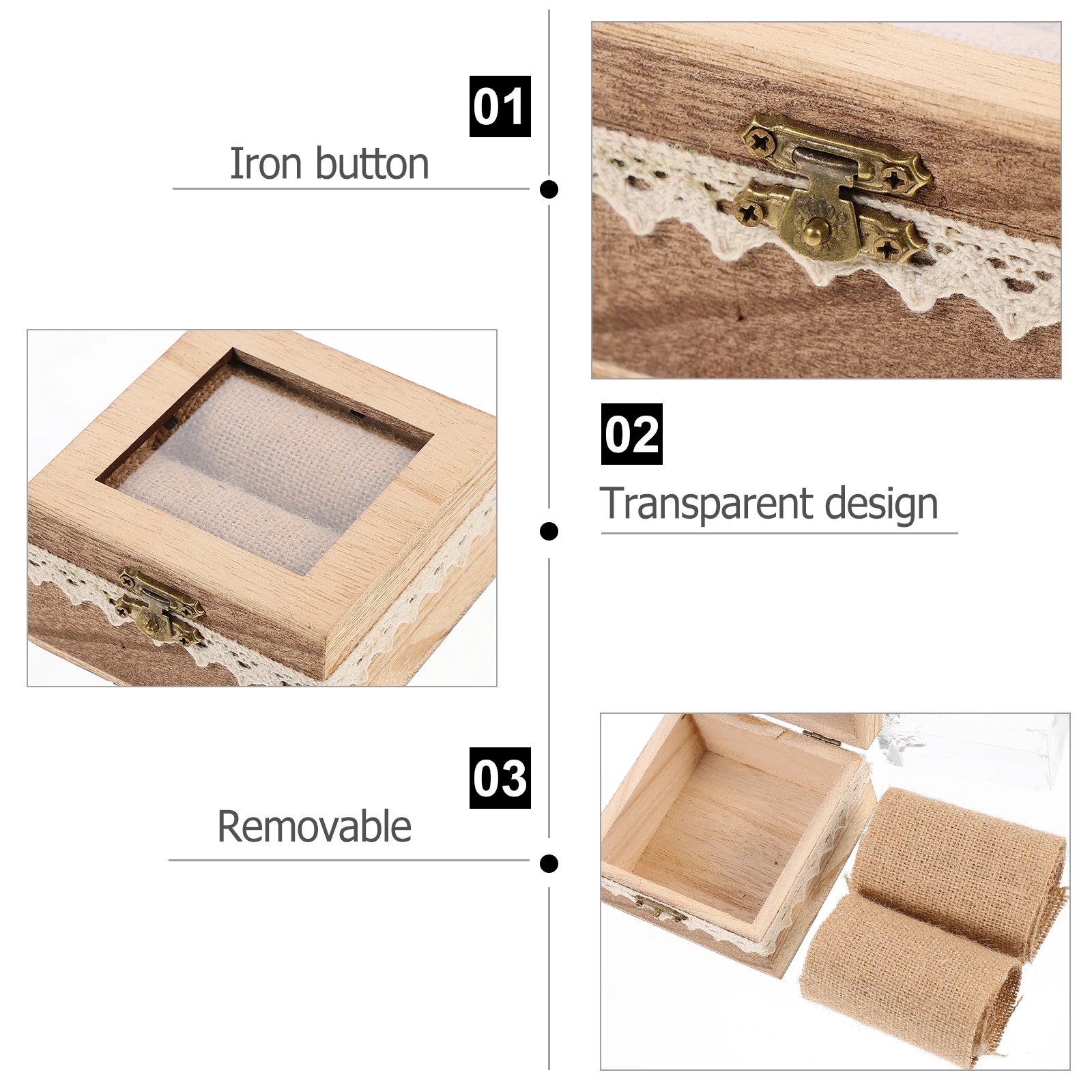 

Wooden Wedding Ring Box Protect Rings Jewelry Case Necklace Vintage Jewellery Storage