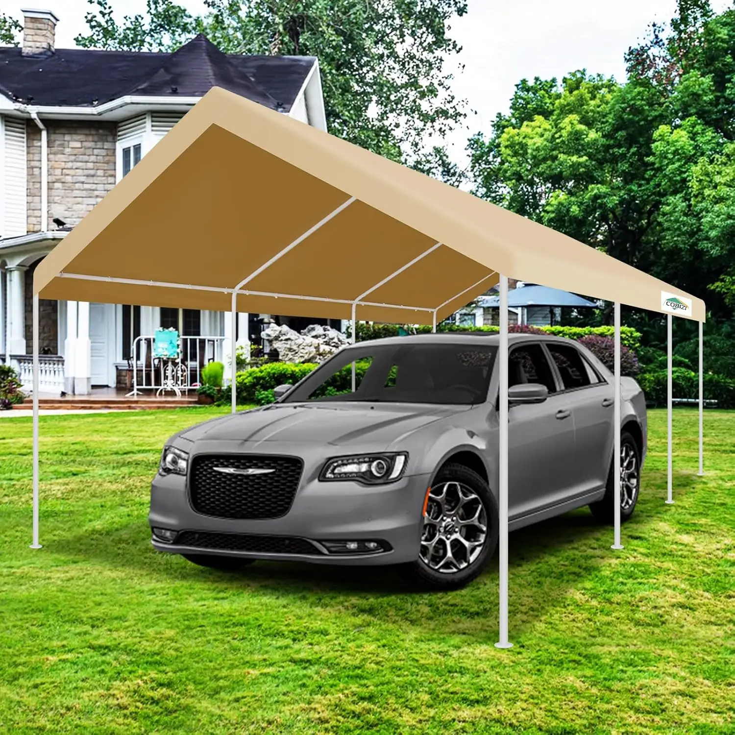 Cobizi Carport 12'X20' Heavy Duty Portable Garage, Upgraded Car Canopy With Built-In Sandbags, Uv Resistant Waterproof