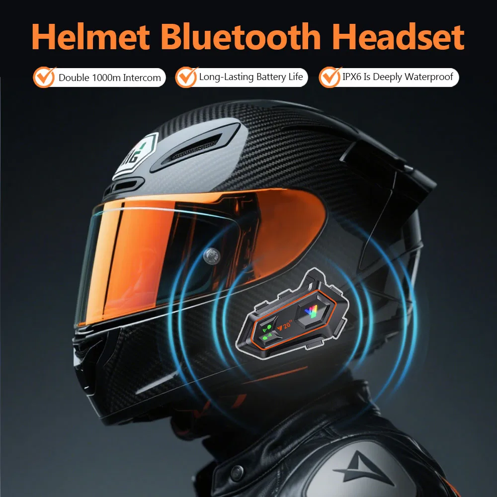 

Helmet Bluetooth Headset Y202X Ultra Long Standby Time Wired Waterproof Two Person Intercom Motorcycle Helmet Headphones