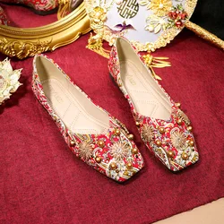 2025 Spring Summer Fashion Brand Women Shoes Elegant Ladies Flats Rivets Single Party Shoes Red Big Size 42 DX310