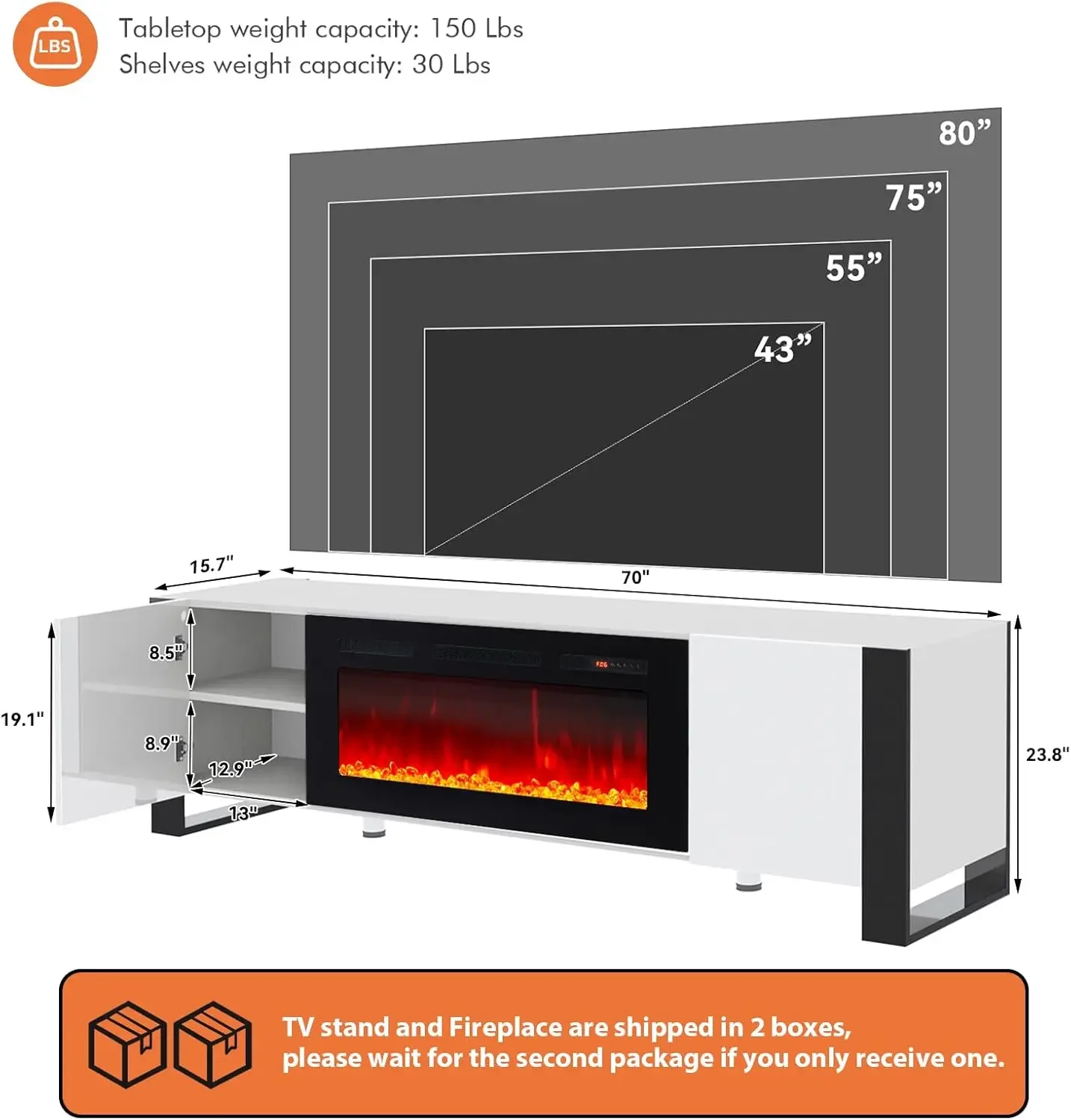 Fireplace TV Stand with 36