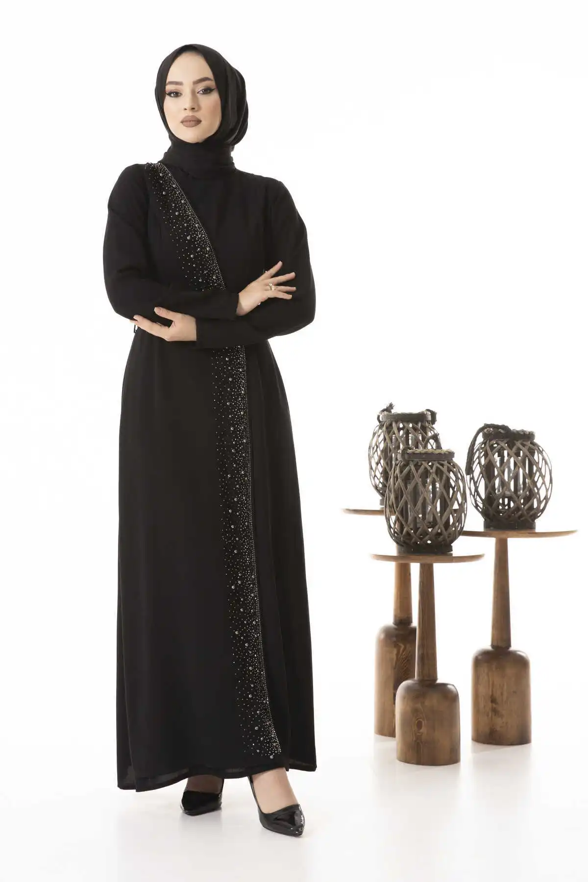 Stone Detailed Islamic Clothing Evening Dress Abaya 2022 New Season Muslım Dubai 2022 Hijab Ramadan Djellaba Femme Morocco Robe