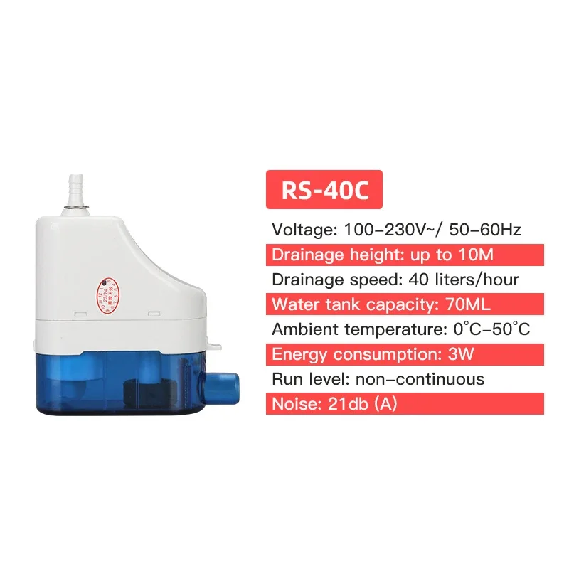 220V 24L/H 40L/H Automatische Ultrastille condensaatpomp RS-24C/40C Condensaatliftpompen 1-3P Op-haak Airconditioner Drainage