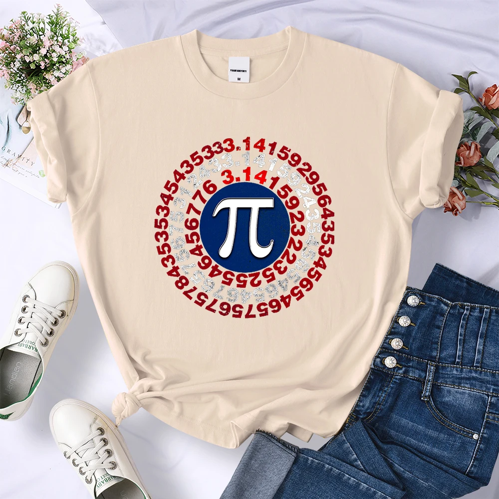 Funny Pi Π Spiral Mathematics Geometry Women T-Shirt Fashion Casual Tshirts Street Breathable Tee Shirt Hip Hop Summer T Shirts