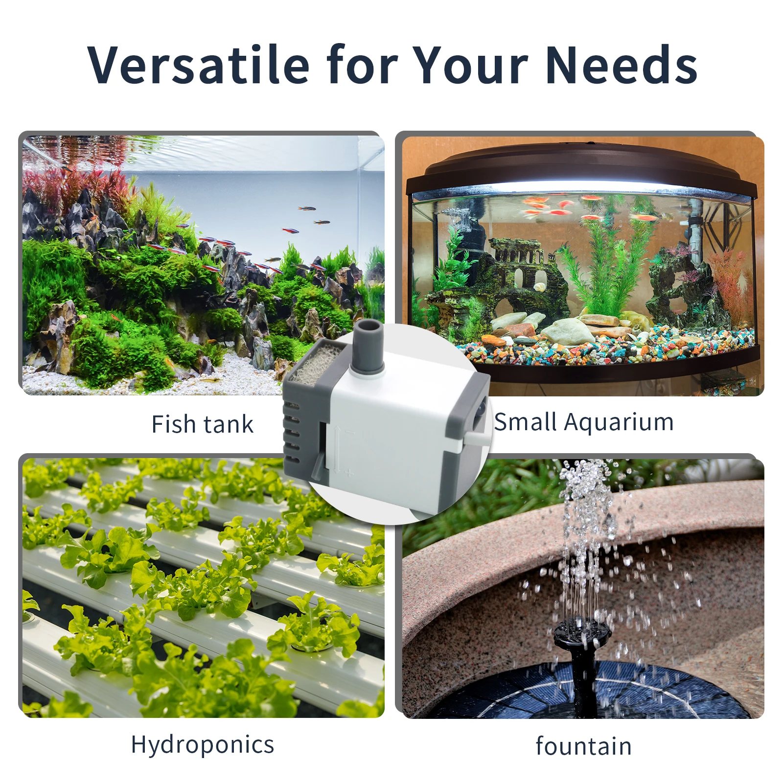 Ultra-leise USB-Aquarium-Fischbecken-Filtrationspumpe, Mini-Haustierbrunnen, Tauchpumpe mit einstellbarem Durchfluss, Wasserzirkulationspumpe 5V 5W – Detail 4