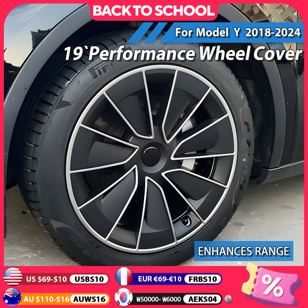 

4PCS Hub Cap for Tesla Model Y 19 Inch Performance Full Rims Cover Wheel Cap Hubcap for Gemini Accessories Wheel Parts 2018-2025