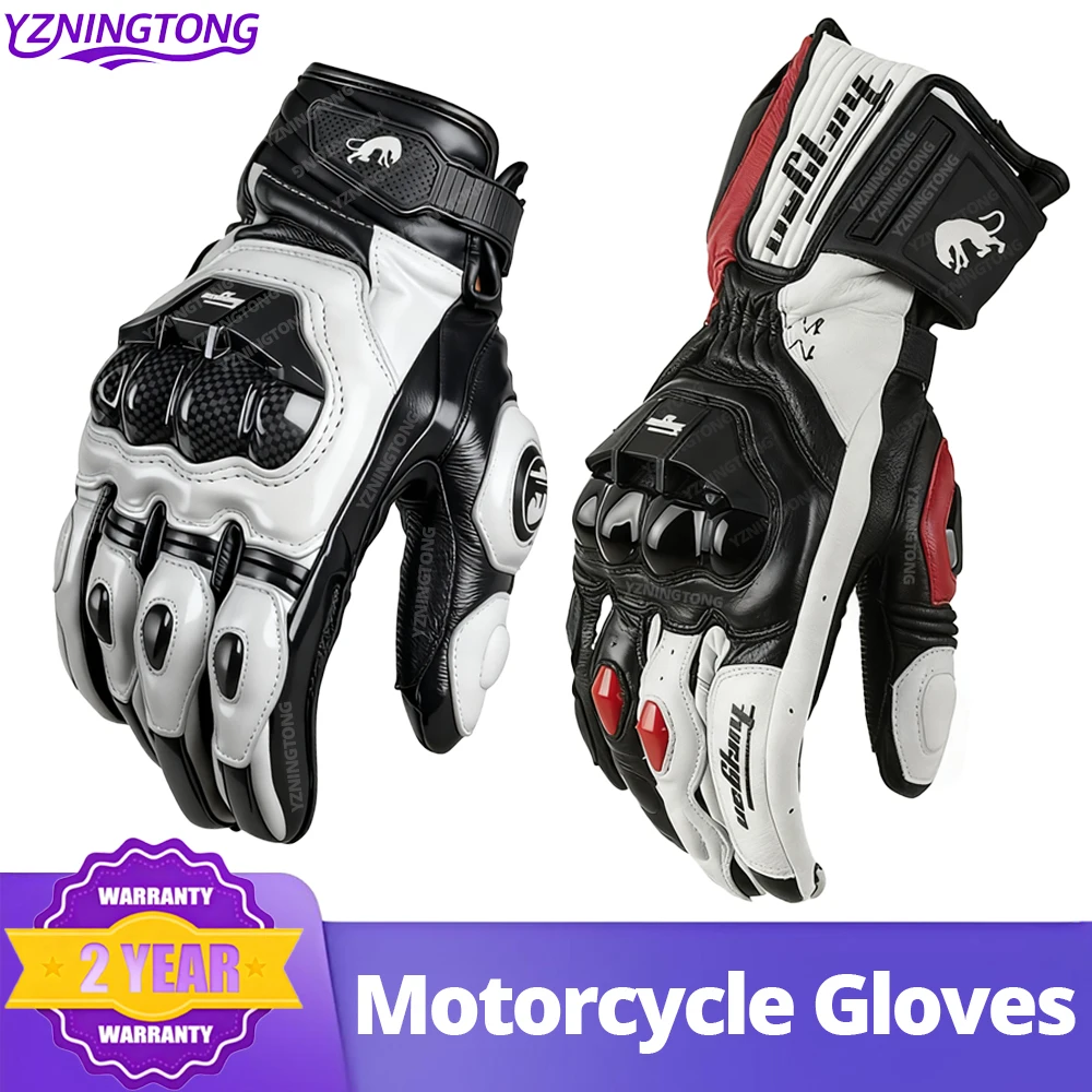 Professional Leather Men's Motorcycle Gloves Breathable Motocross Protection Glove Guantes Motocyklowe Wear-resistant Protective