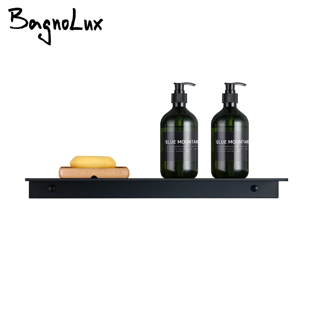 Matt Black Wall Shelf Bathroom Shelves Bathroom Accessories 30-50cm Modern Kitchen Shower Bath Storage Rack Wholesale Promotion