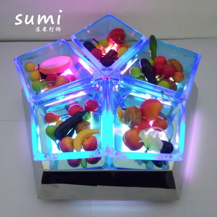 

Creative LED charging colorful luminous bar nightclub KTV stainless steel five-grid new snack fruit plate shelf