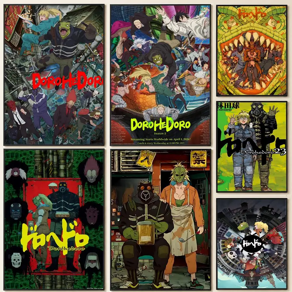 anime D-Dorohedoro Poster HD Self Adhesive Wall Poster Waterproof Removable No Fade for Bedroom Living Room Decor
