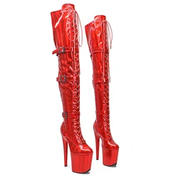 Leecabe 20CM/8 pollici PU superiore hot fashion Party Club Stripper scarpe tacchi alti Pole Dance boot stivali alti alla coscia 5B