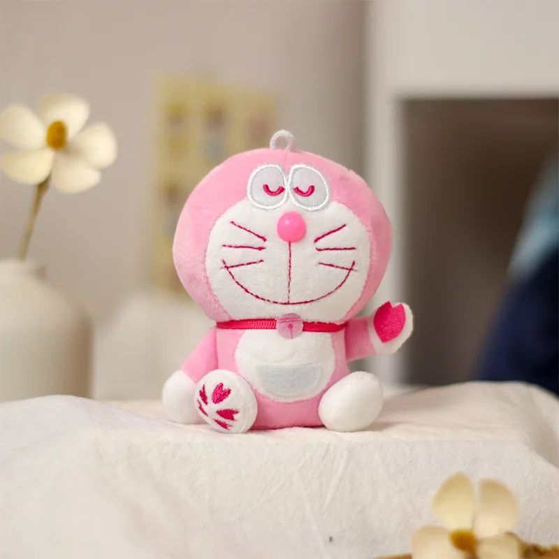Kawaii Cartoon Doraemon Cherry Blossom Pink Creative Peripherals Backpack Zipper Decoration Plush Toy Friend Birthday Gift