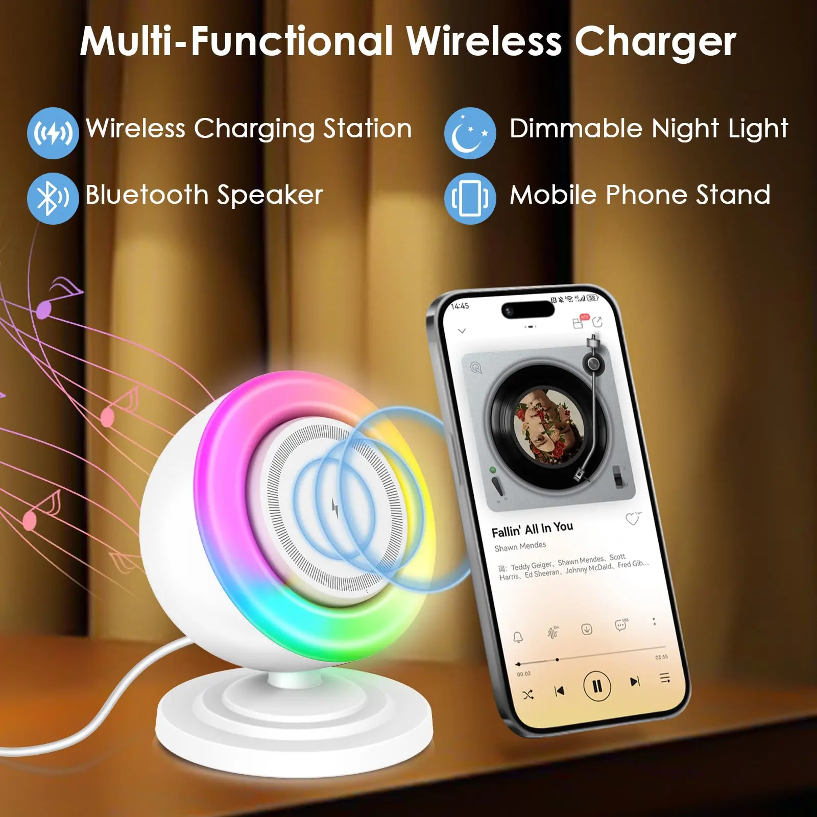 Handyständer 3-in-1 kabellose Ladestation mit 15 W Schnellladegerät für iPhone 16 15 14 13 12 Pro Max Galaxy S24/S23 Apple