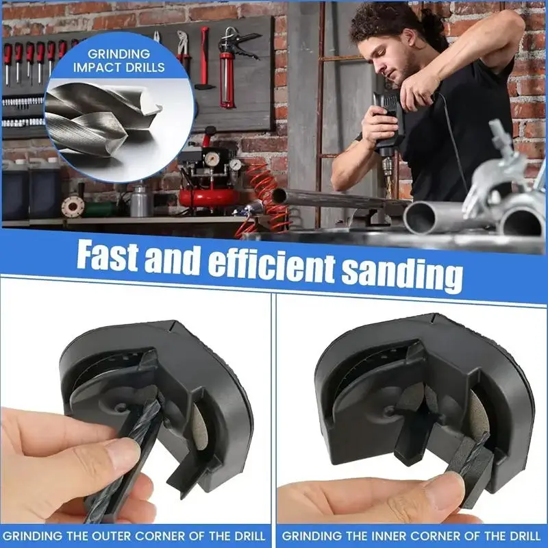ポータブルドリルビットグラインダー 新しい黒色ドリルビットグラインダー ドリルビットアーティファクト研削砥石 多機能固定ブラケット
