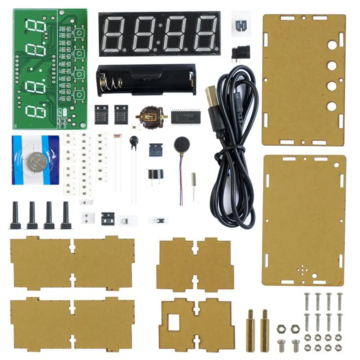 A14G DC5V LED Digital Electronic Clock DIY Kit Instructional Soldering Components Featuring Alarm, Temperature and Countdown