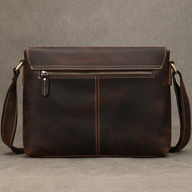 Imagem -04 - Bolsa de Ombro de Couro Real Masculina Bolsas Crossbody para Homem Sling de Couro Genuíno Anti Roubo Moda Vintage