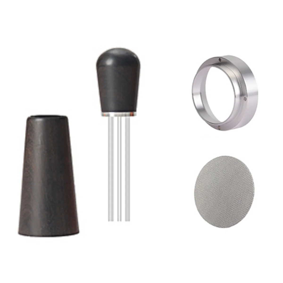 A58E-Coffee Stirrer Distributor Needle Coffee Stirrer Espresso Stainless Steel Receive Powder Ring Set Coffee Tool 58MM