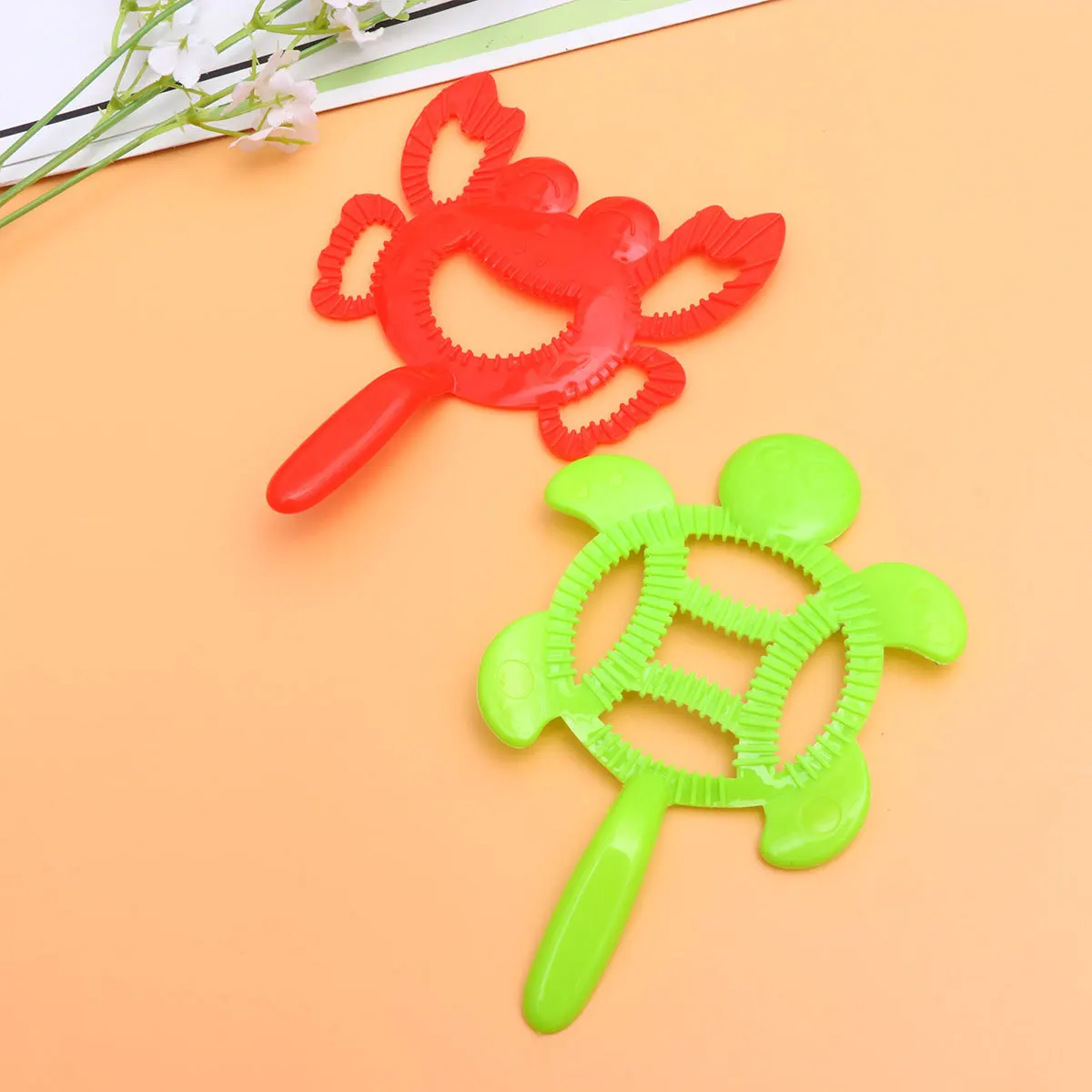 16Pcs Bubble Stick Set Multi-Size Crab Shape Handheld Bubble Maker with Tray for Children Summer Pool Beach Activities