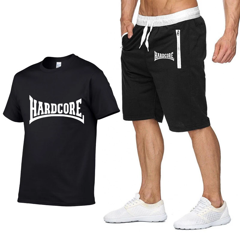 

Mens Short Sleeve Hardcore Ma1 Bomber Print Summer Mens TShirt HipHop Harajuku High Quality Cotton TShirts Pants Suit Sportswear