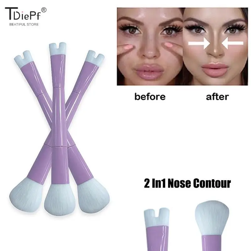 1pc Nose Contour U-Shaped Makeup Brush For Sculpting And Defining Nose Contour 2-in-1 Precision Duo Contour Brush Buffing Brush