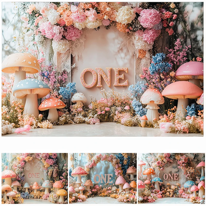 

LS Photography Backgrounds Fantasy Wonderland Spring Floral Decor Girls 1st Birthday Party Cake Smash Photo Background Studio